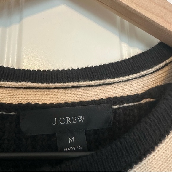 J. Crew Front Pocket Cotton Cardigan Sweater Black White Knit Size Medium - Picture 5 of 8